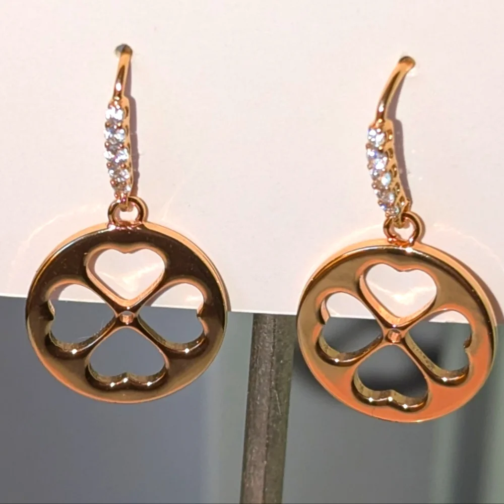 NWT Kate Spade Floral Symbols Earrings - gold/white cz